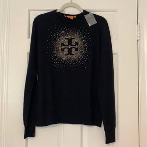 Tory Burch Embellished Logo Sweater